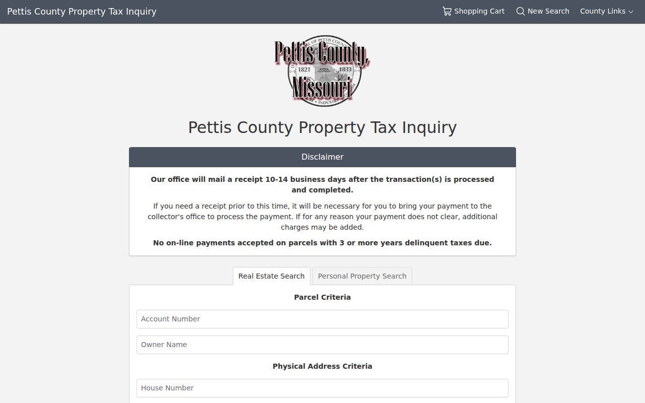 Sedalia residents directory property-search fields in Pettis Devnet